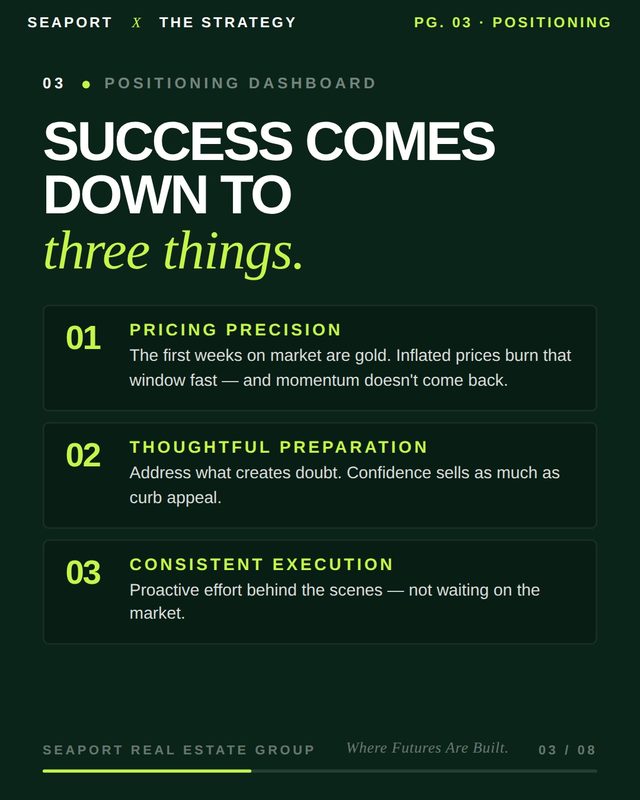 Success comes down to three things: pricing, preparation, execution